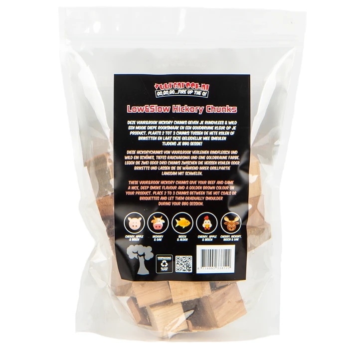 Vuur&Rook Low&Slow Hickory Chunks 1,5 Kg 4 Vuur&Rook Low&Slow Hickory Chunks 1,5 Kg - Afbeelding 2