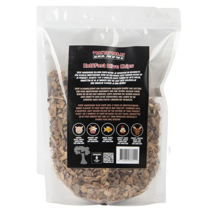 Vuur&Rook Hot&Fast Olijf Chips 1,5 Kg 4 Vuur&Rook Hot&Fast Olijf Chips 1,5 Kg - Afbeelding 2